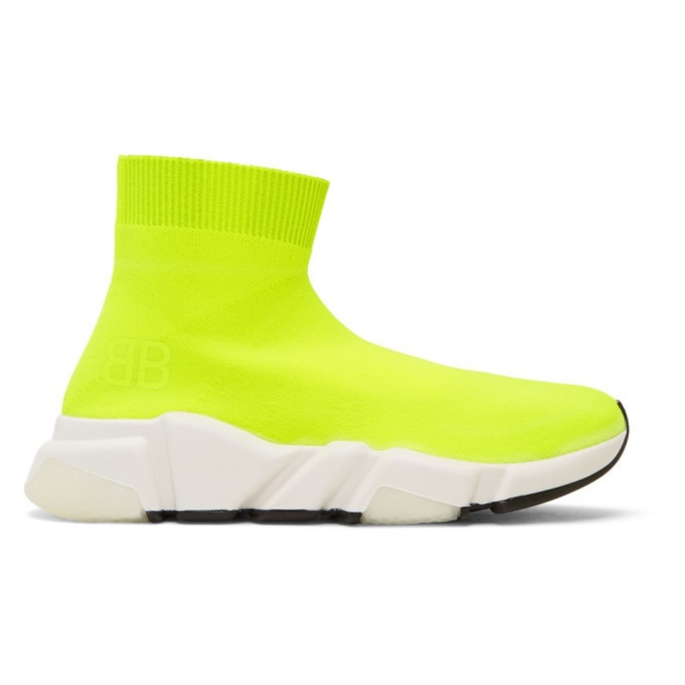 EUC Women Sz 7 (Euro Sz 37) Balenciaga Speed Trainer With BB Neon/Bright Yellow - Picture 1 of 17